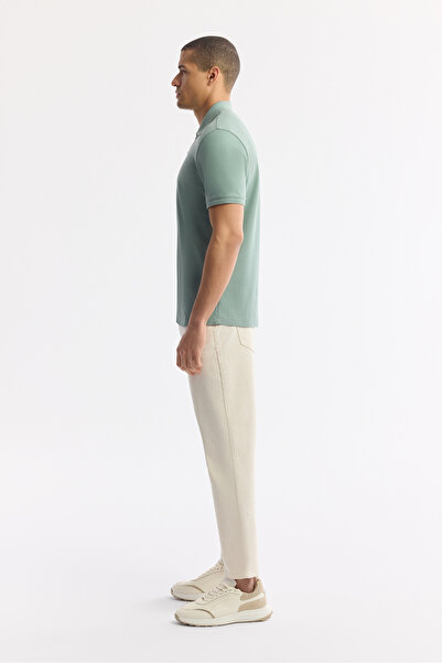 Avva Ανδρικό μπλουζάκι με λαιμόκοψη πόλο σε πράσινο χρώμα μέντας, 100% βαμβάκι, βασική κανονική εφαρμογή B001032