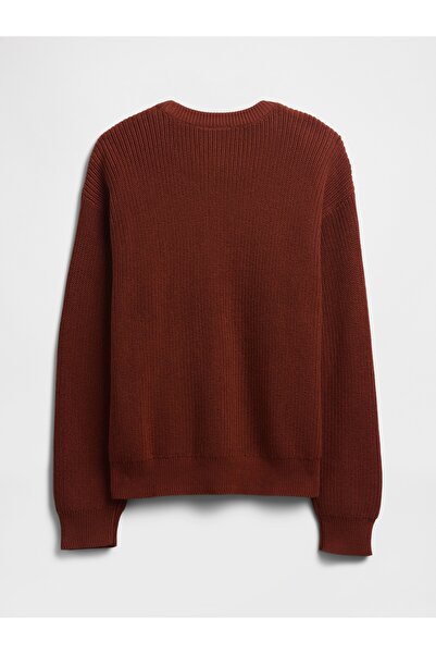 GAP Erkek Çocuk Kırmızı Relaxed Shaker-Stitch Crewneck Kazak