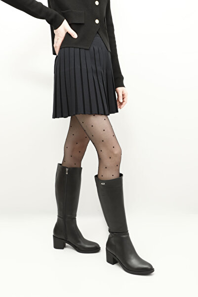 GÖNDERİ(R) Kadın / Kız Siyah Fermuarlı Kalın Topuklu Çizme