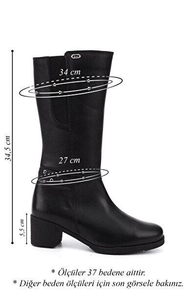 GÖNDERİ(R) ČERNÁ Gön pravá kůže s kulatou špičkou Gumová podrážka Podpatky Dámské boty na každodenní nošení GN514