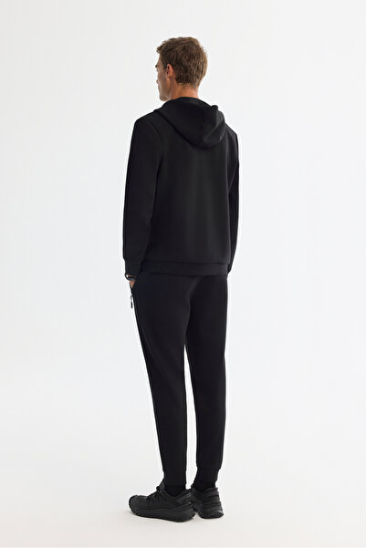 Avva Ανδρικό φούτερ με μαύρη κουκούλα, υφασμάτινο φερμουάρ, βασική κανονική εφαρμογή B001102