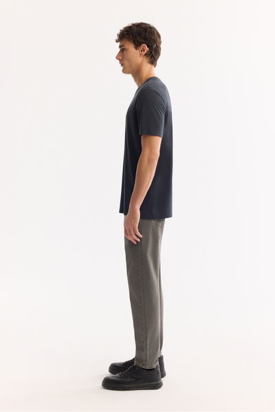 Avva Men's Anthracite Crew Neck Bi-Stretch Soft Touch Basic Regular Fit T-Shirt B001031