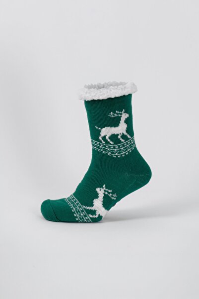 TOP TO HEEL İçi Peluş Kaydırmaz Taban Kışlık Ev Çorabı / Ev Botu / Uyku Çorabı - Yeniyıl Temalı