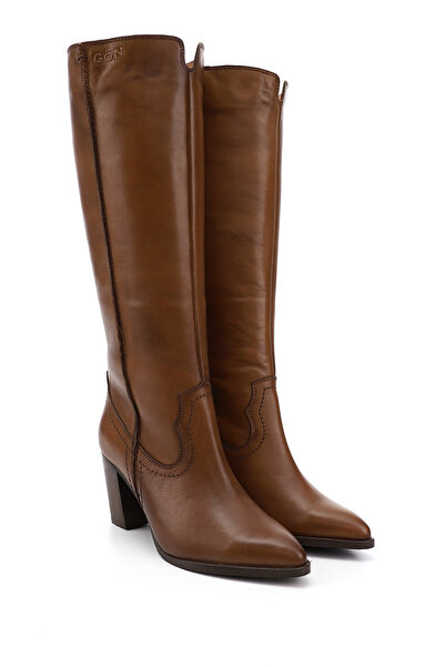 GÖNDERİ(R) Dámské/dívčí opálené starožitné špičaté boty z pravé kůže na silném podpatku