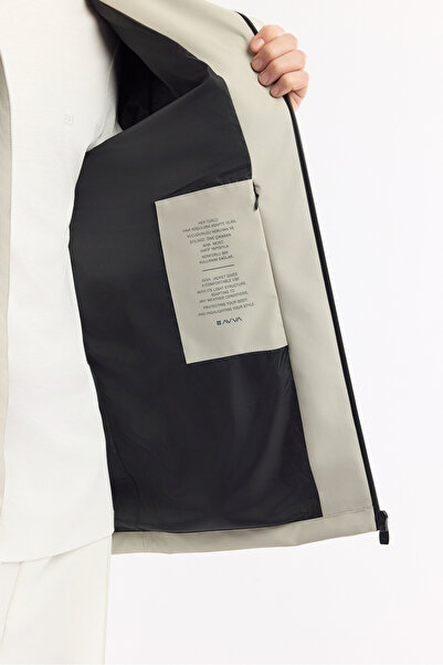 Avva Ανδρικό παλτό με κουκούλα σε ανοιχτό μπεζ χρώμα, αδιάβροχο, αντιανεμικό, εποχιακό Comfort Fit παλτό A51Y6054