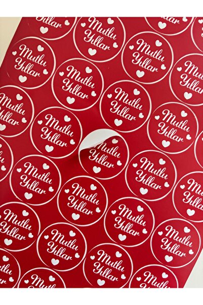 Hayal.kirtasiyesi ملصق غير شفاف 4 سم 35 قطعة السنة السعيدة، ملصق رأس السنة، السنة الجديدة، ملصق لاصق