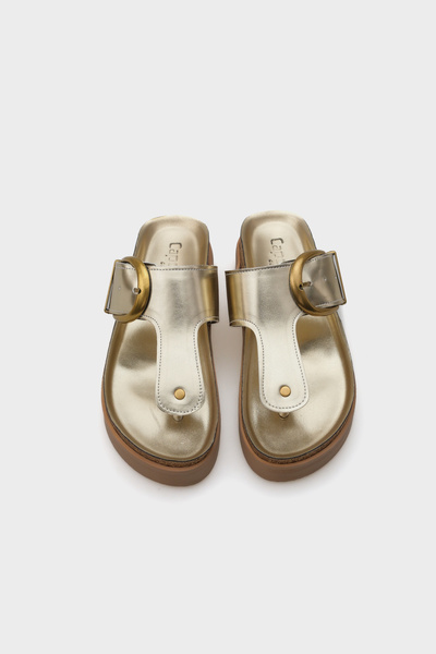 Capone Outfitters Margot Wedge Heeled Flip Flop Single Buckle Women's Comfort Slippers