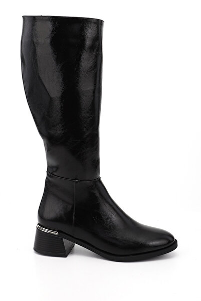 GÖNDERİ(R) Women's Black Zippered Thick Heeled Boots
