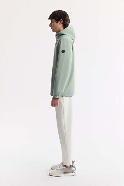 Avva Ανδρικό παλτό με κουκούλα σε πράσινο χρώμα μέντας, αδιάβροχο, αντιανεμικό, εποχιακό Comfort Fit A51Y6054