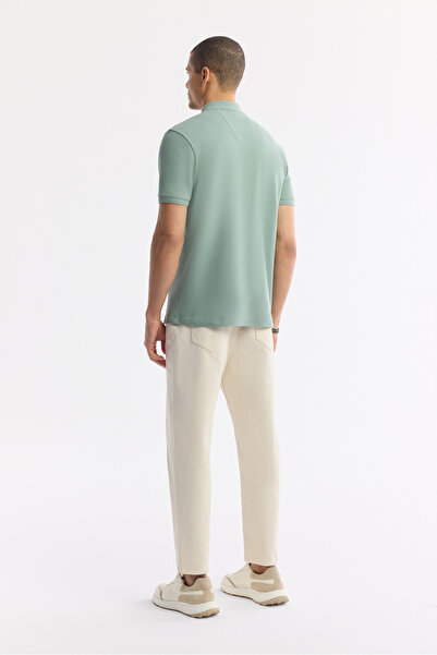 Avva Ανδρικό μπλουζάκι με λαιμόκοψη πόλο σε πράσινο χρώμα μέντας, 100% βαμβάκι, βασική κανονική εφαρμογή B001032