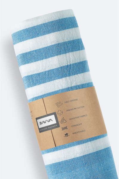 Avva Men's Blue Striped 100% Cotton Peshtamal A51Y8204