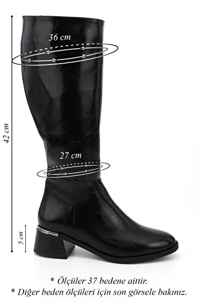 GÖNDERİ(R) Women's Black Zippered Thick Heeled Boots