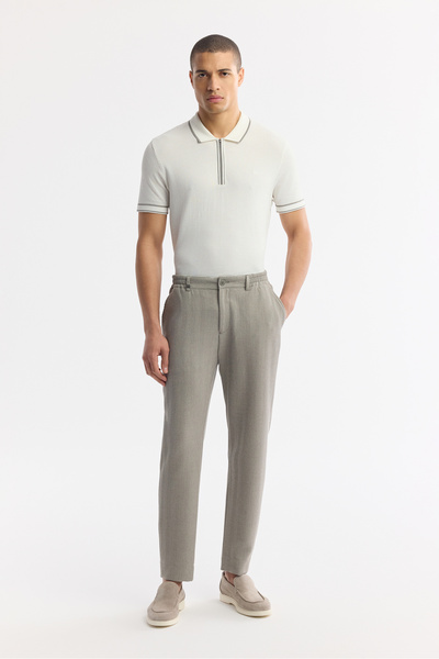 Avva Men's Gray Side Pocket Elastic Waist Bi-Stretch Comfort Slim Fit Trousers A51Y3211