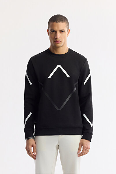 Avva Ανδρικό φούτερ με στάμπα με λαιμόκοψη με δύο ελαστικότητες και κανονική εφαρμογή A51Y1226