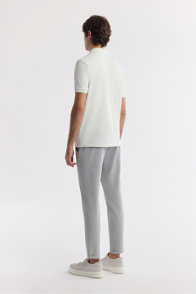 Avva Men's White Polo Neck Jacquard Elastane Regular Fit T-Shirt A51Y1059