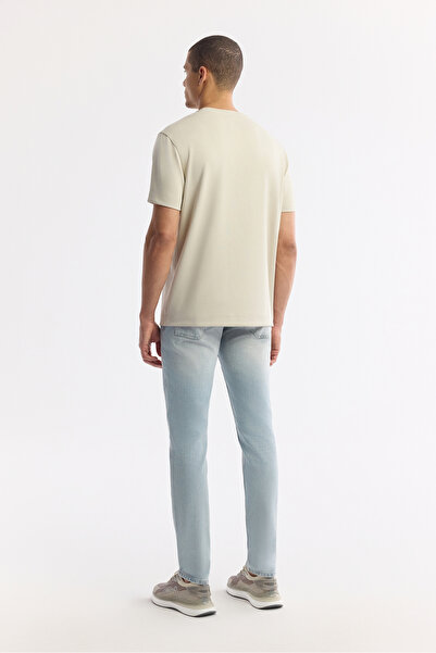 Avva Men's Beige Crew Neck Printed Bi-Stretch Interlock Regular Fit T-Shirt A51Y1132