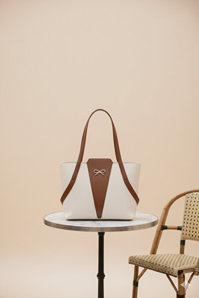 FootFrenzy Vera Cream & Brown Stylish Shoulder Bag
