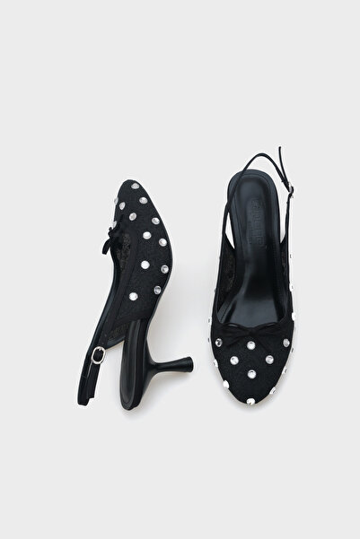 Capone Outfitters Renie Fileli Taşlı Yuvarlak Burunlu Arkası Bantlı Kadın Ayakkabı