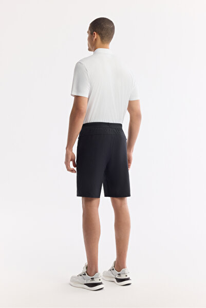 Avva Men's Black Elastic Waist Technical Fabric Knitted Regular Fit Shorts A51Y3629