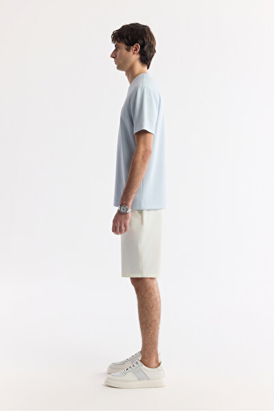 Avva Tricou pentru bărbați, albastru deschis, cu gâtul rotund, bi-stretch, interlock, cu croiala normală A51Y1132