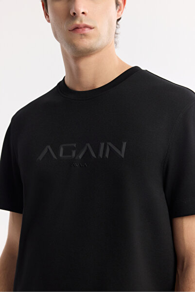 Avva Ανδρικό μπλουζάκι με στάμπα με λαιμόκοψη με δύο ελαστικότητες και κανονική εφαρμογή A51Y1132