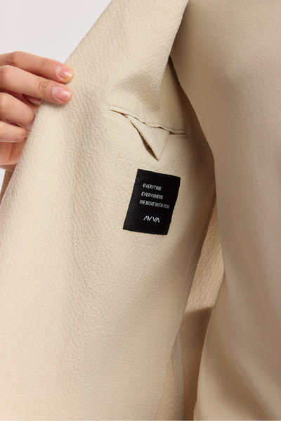 Avva Men's Stone Mono Collar Bag Pocket Double Slits Unlined Textured Jacket A51Y4006