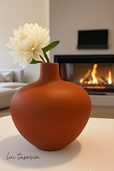 Lui Tasarım Bohem Tarz Sade Seramik Mat yüzey Dekoratif EV OFis Dekotasyon TOLİ vazo 21 cm