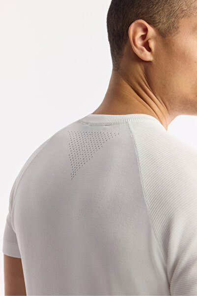 Avva Men's Ecru Crew Neck Rayon Knitwear Regular Fit T-Shirt A51Y5005