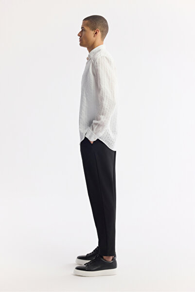 Avva Ανδρικό πουκάμισο με λευκό κάτω μέρος με ριγέ λαιμόκοψη Lyocell Comfort Fit A51Y2012