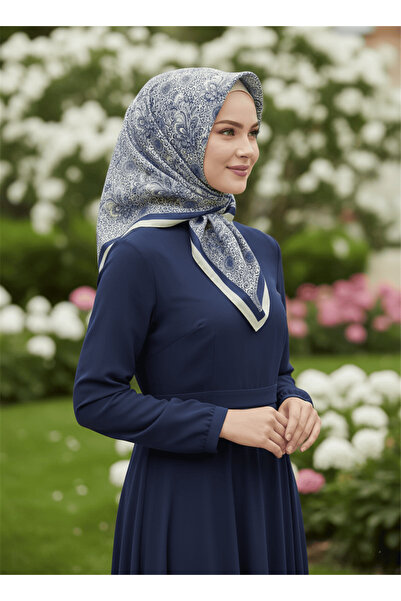 Baştacı SOFT 0392 LACİVERT - KREM EŞARP