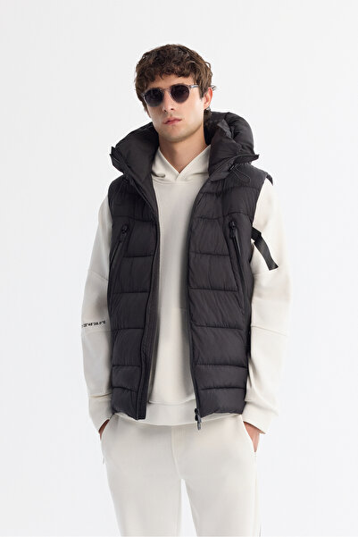 Avva Чоловічий чорний капюшонний водовідштовхувальний вітрозахисний надувний жилет Comfort Fit A42Y6504