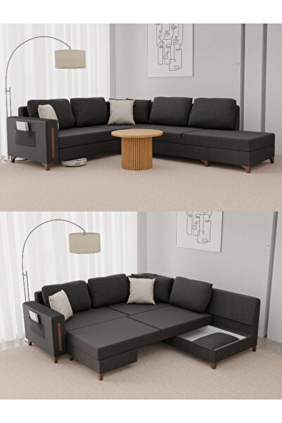 DİAVSE EV & YAŞAM Livya Köşe Koltuk Takımı Antrasit
