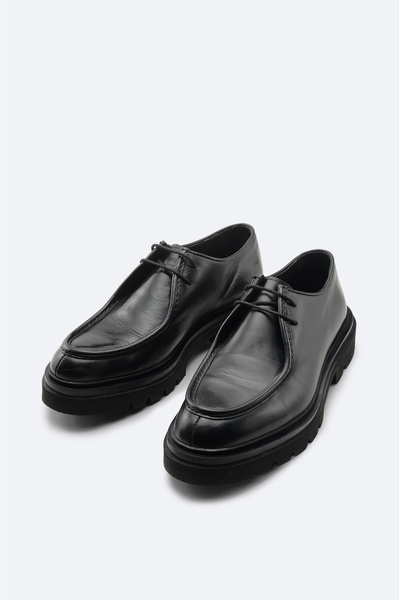 Avva Erkek Siyah %100 Deri Bağcıklı Klasik Ayakkabı A42Y8006