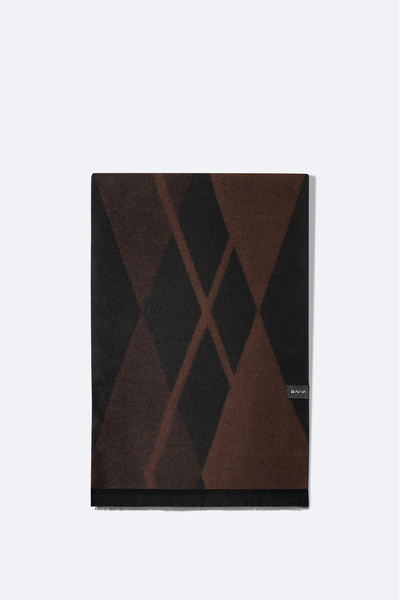 Avva Men's Black-Brown Viscose Blend Tassel Patterned Shawl A42Y9406