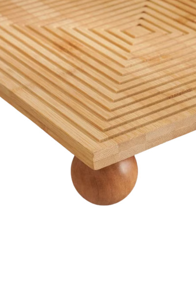 ERKUGO Bamboo Decorative Top Pedestal Presentation Plate, Serving Plate, (28 X 28 cm)