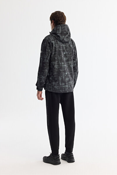 Avva Men's Black Hooded Windproof Seasonal Comfort Fit Coat A42Y6152