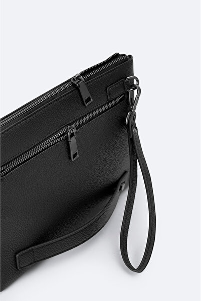 Avva Men's Black Leather Look Handbag A42Y9105