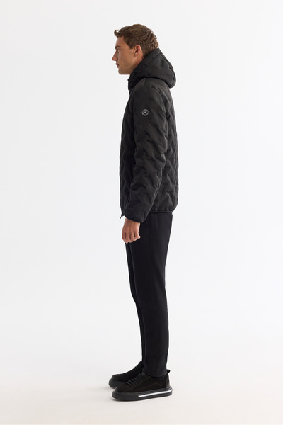 Avva Men's Black Hooded Water Repellent Windproof Comfort Fit Coat A42Y6041