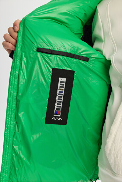 Avva Ανδρικό πράσινο με κουκούλα πουπουλένιο αδιάβροχο αντιανεμικό -20 ° Ανθεκτικό φουσκωτό μπουφάν C A42Y6182