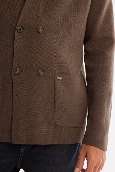 Avva Ανδρική ζακέτα με μονό γιακά με διπλό στήθος, τσέπες από μάλλινο μείγμα, πλεκτό κανονική εφαρμογή A42Y5153