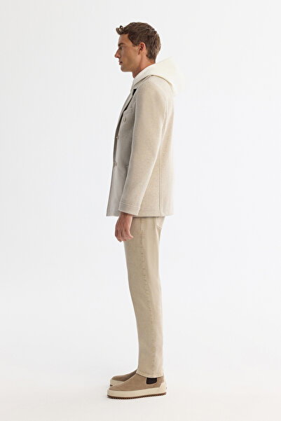 Avva Erkek Bej Kruvaze Kapama Yandan Cepli Yün Karışımlı Astarlı Kaşe Comfort Fit Kaban A42Y6065