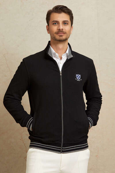 SMILE سترة ماتوا الرياضية السوداء من القطن