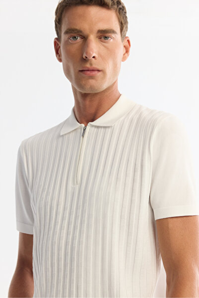 Avva Ανδρικό μπλουζάκι με φερμουάρ από ραγιόν με λαιμόκοψη πόλο, κανονική εφαρμογή A42Y5128