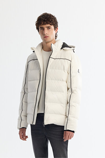 Avva Мъжка бяла яке с качулка, водоустойчива, ветроустойчива, с пух, удобна кройка, за ски A42Y6012