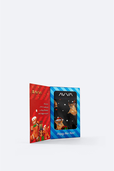 Avva Чоловічі сині боксери з новорічним малюнком у спеціальній коробці, прямий крій A42Y9522