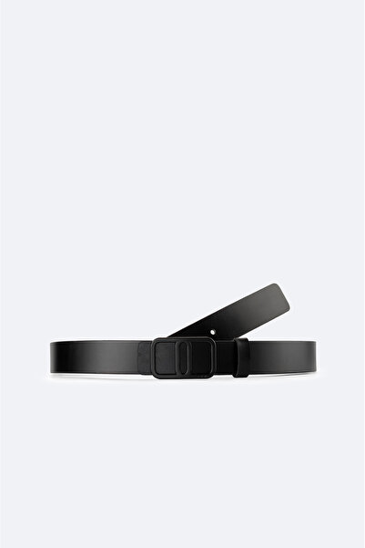 Avva Men's Black Buckle 100% Leather Belt A42Y9318