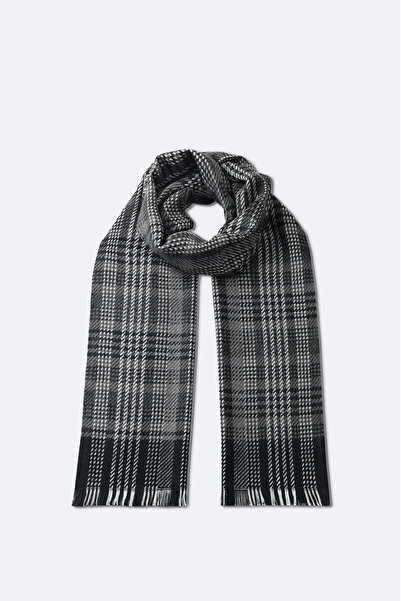 Avva Чоловічий сірий шарф з вовняною сумішшю та бахромою A42Y9412