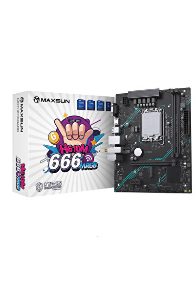 MAXSUN mxn-56 H610M 666 WIFI ARGB LGA1700 DDR4 3200 Mhz M.2 HDMI mAtx Intel A...
