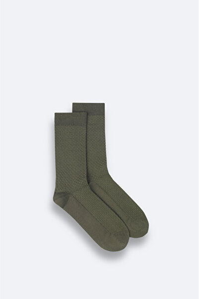 Avva Men's Khaki Textured Bamboo Socks A42Y8508