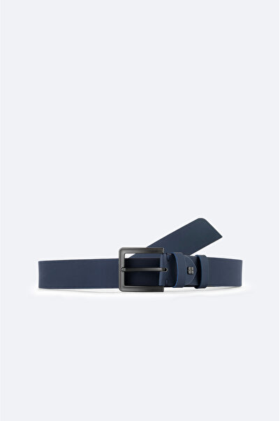 Avva Men's Navy Blue 100% Leather Belt A42Y9305